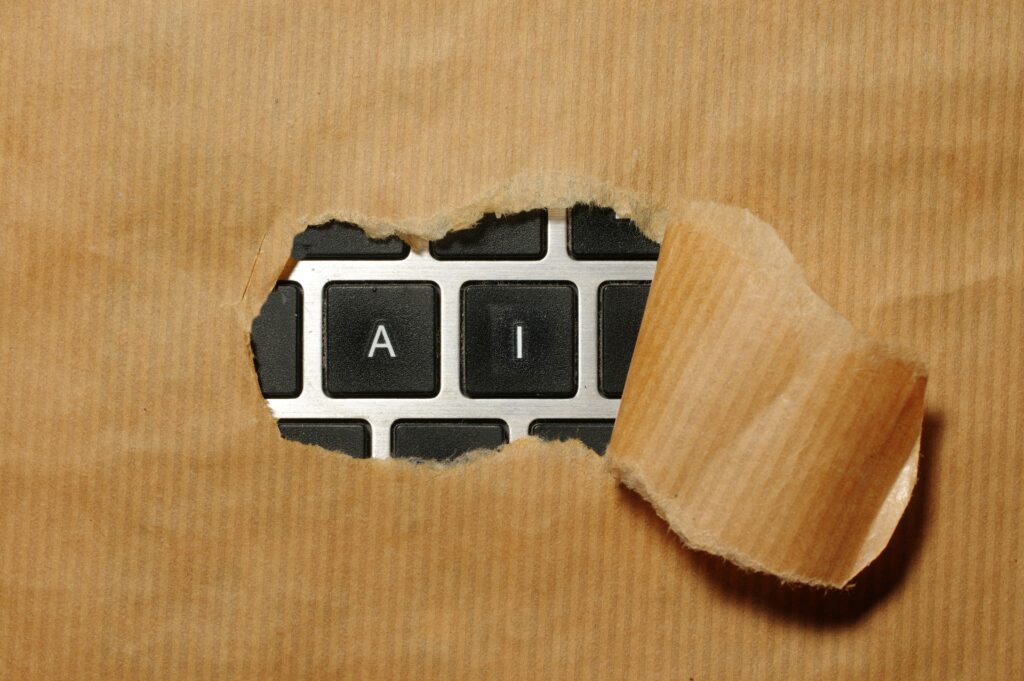 Keyboard showing the letters A I 